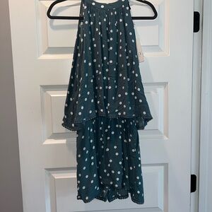 NWT Vici dolls romper. Polka dot green, Sz M 💚